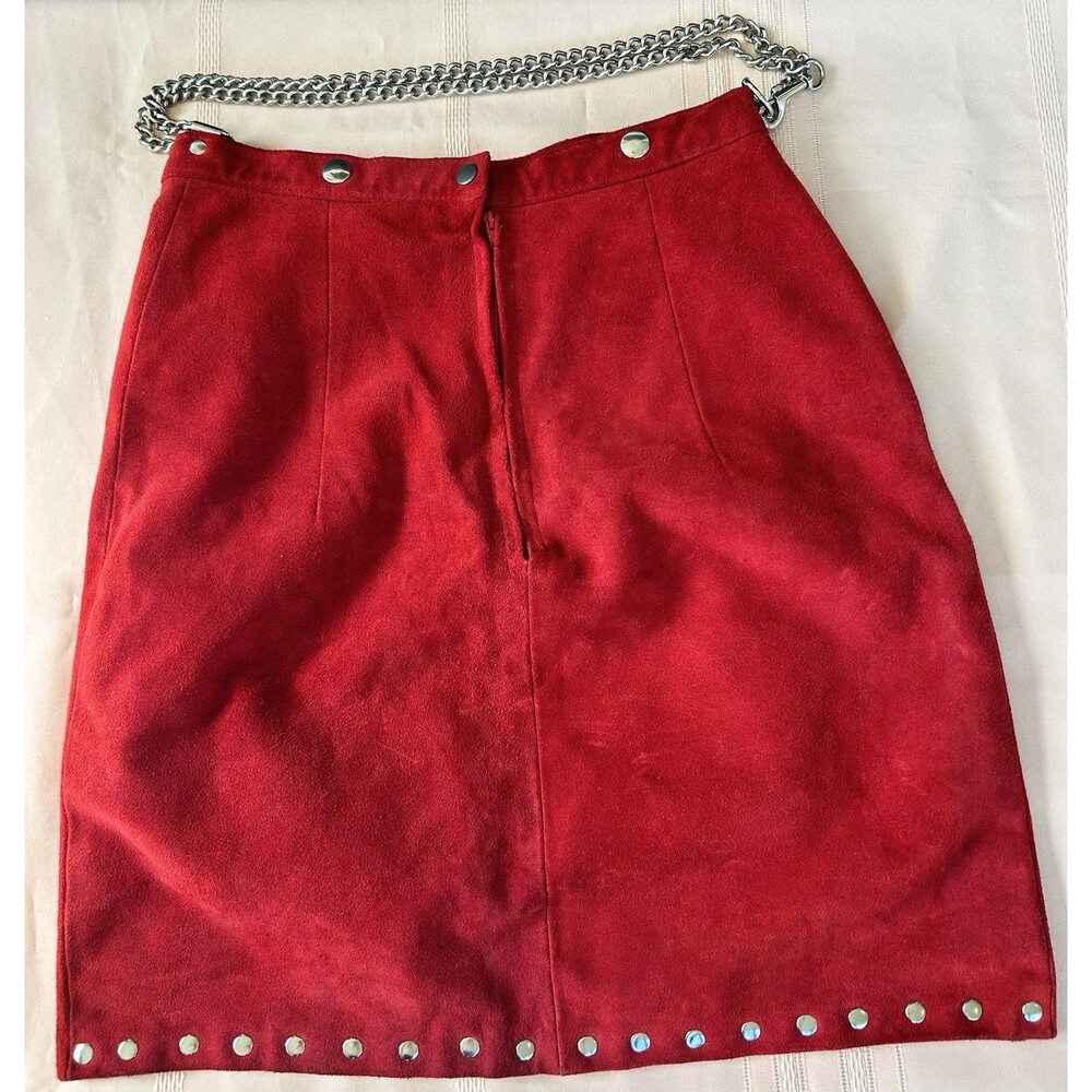 Vintage Red Suede Skirt Purse Shoulder Bag Chain Strap Punk Grunge Bespoke